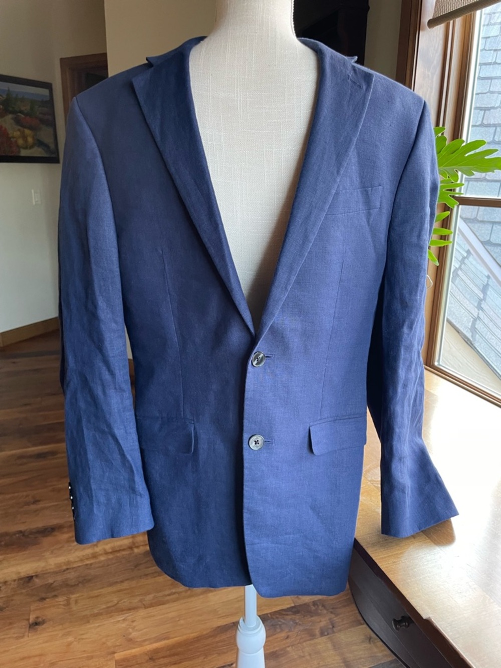 Lauren Ralph Lauren Navy Two-Button 100% Linen Blazer 38R